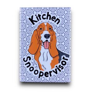 Basset Hound Dog "Kitchen Snoopervisor" Magnet, Handmade Pet Portrait Decor 2x3"